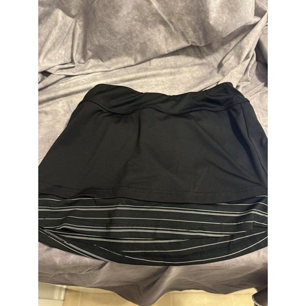 Bolle' Tennis Golf Skirt Skort Tech Layered Black White Stripe / Small